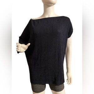 Wolford Blue Asymmetrical Short Sleeve Blouse deep blue 98% Nylon 
4% ELASTANE